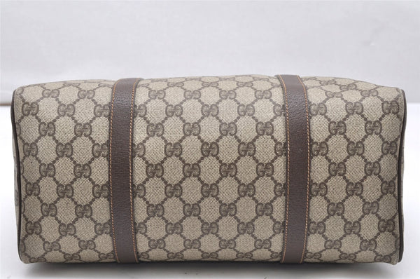 Authentic GUCCI Vintage Hand Boston Bag Purse GG PVC Leather Brown Junk 5752K