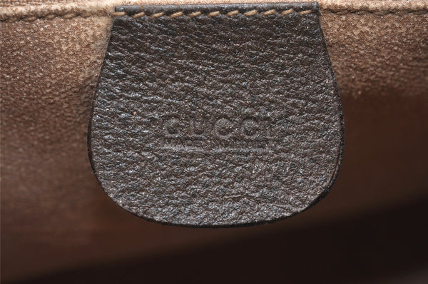 Authentic GUCCI Vintage Hand Boston Bag Purse GG PVC Leather Brown Junk 5752K
