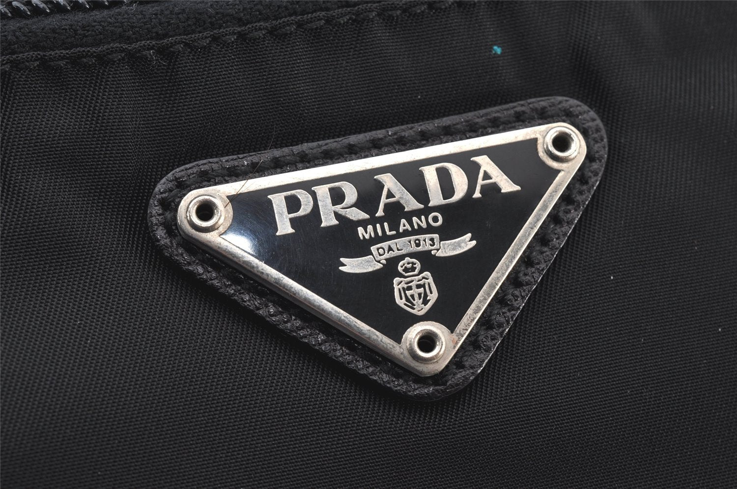 Authentic PRADA Nylon Tessuto Saffiano Leather Clutch Hand Bag Purse Black 5753K