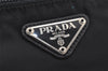 Authentic PRADA Nylon Tessuto Saffiano Leather Clutch Hand Bag Purse Black 5753K