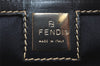 Authentic FENDI Zucchino Mamma Baguette Shoulder Bag Canvas Leather Navy 5755I