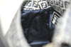 Authentic FENDI Zucchino Mamma Baguette Shoulder Bag Canvas Leather Navy 5755I