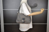Authentic FENDI Zucchino Mamma Baguette Shoulder Bag Canvas Leather Navy 5755I