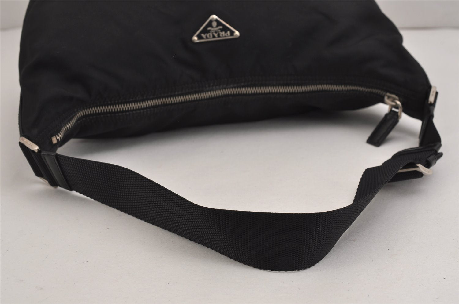 Authentic PRADA Nylon Tessuto Leather Shoulder Hand Bag Purse Black 5755J