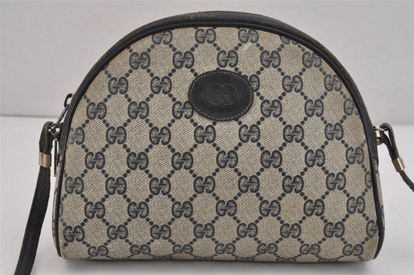 Authentic GUCCI Shoulder Cross Body Bag Purse GG PVC Leather Navy Blue 5756J