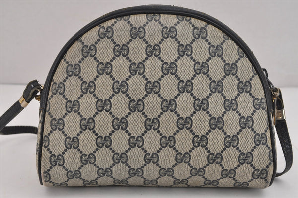 Authentic GUCCI Shoulder Cross Body Bag Purse GG PVC Leather Navy Blue 5756J