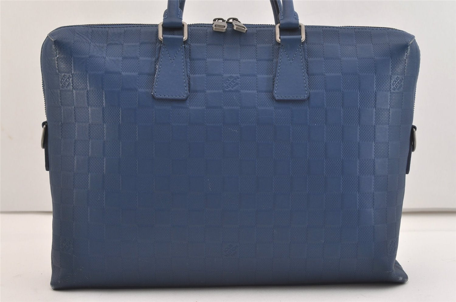 Auth Louis Vuitton Damier Infini Porte Documents Voyage Briefcase Blue 5757J