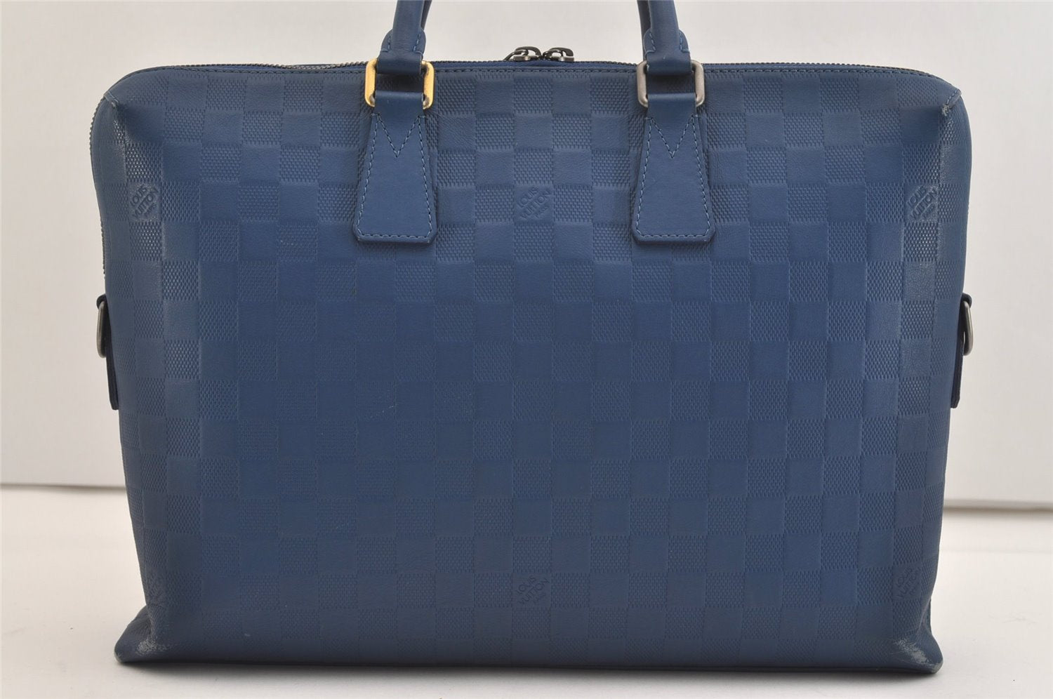 Auth Louis Vuitton Damier Infini Porte Documents Voyage Briefcase Blue 5757J