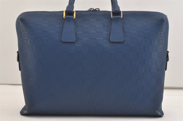 Auth Louis Vuitton Damier Infini Porte Documents Voyage Briefcase Blue 5757J