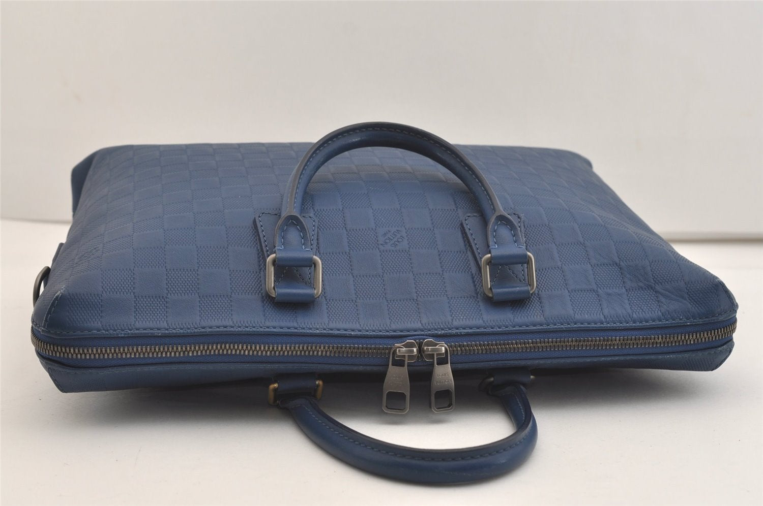 Auth Louis Vuitton Damier Infini Porte Documents Voyage Briefcase Blue 5757J