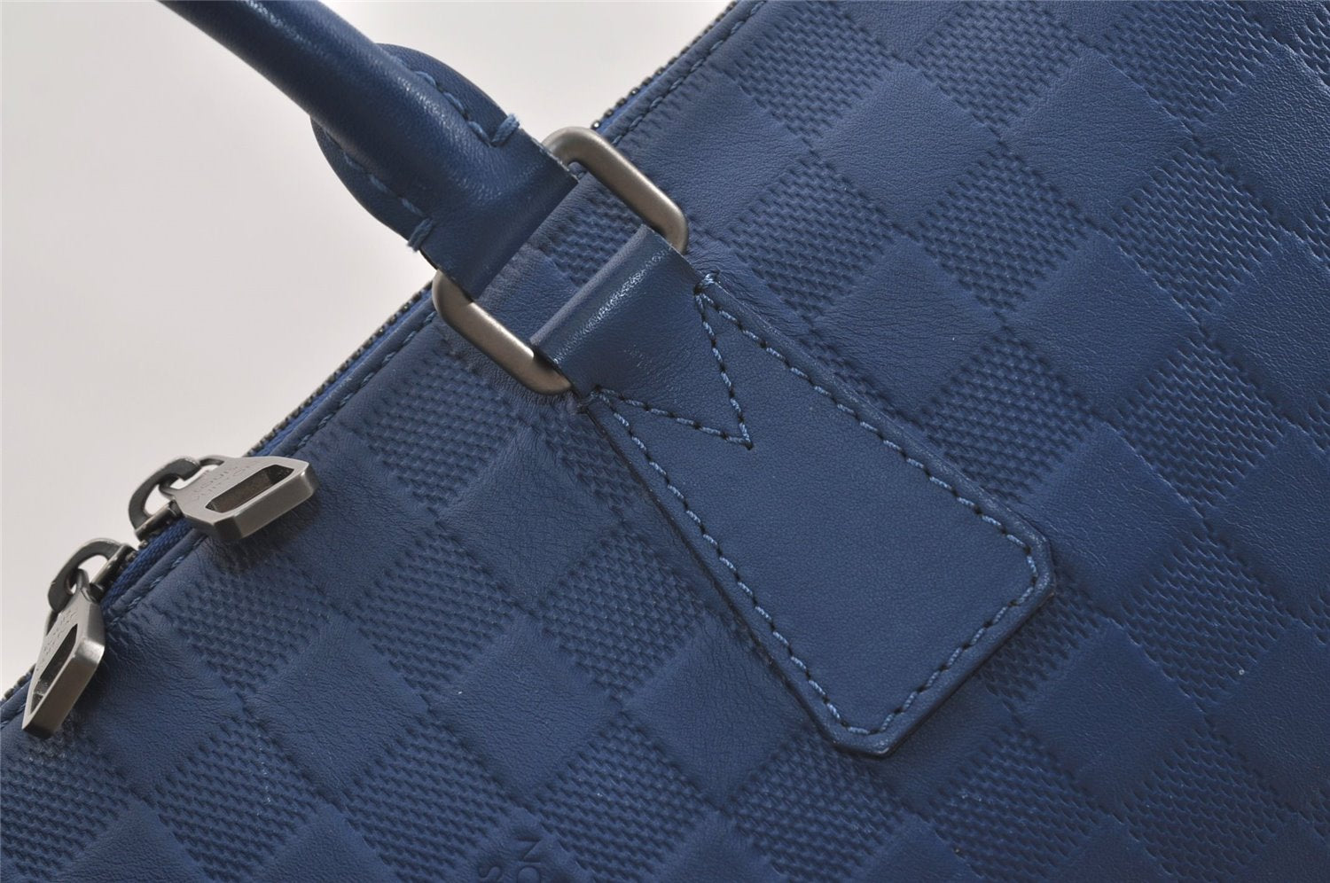 Auth Louis Vuitton Damier Infini Porte Documents Voyage Briefcase Blue 5757J