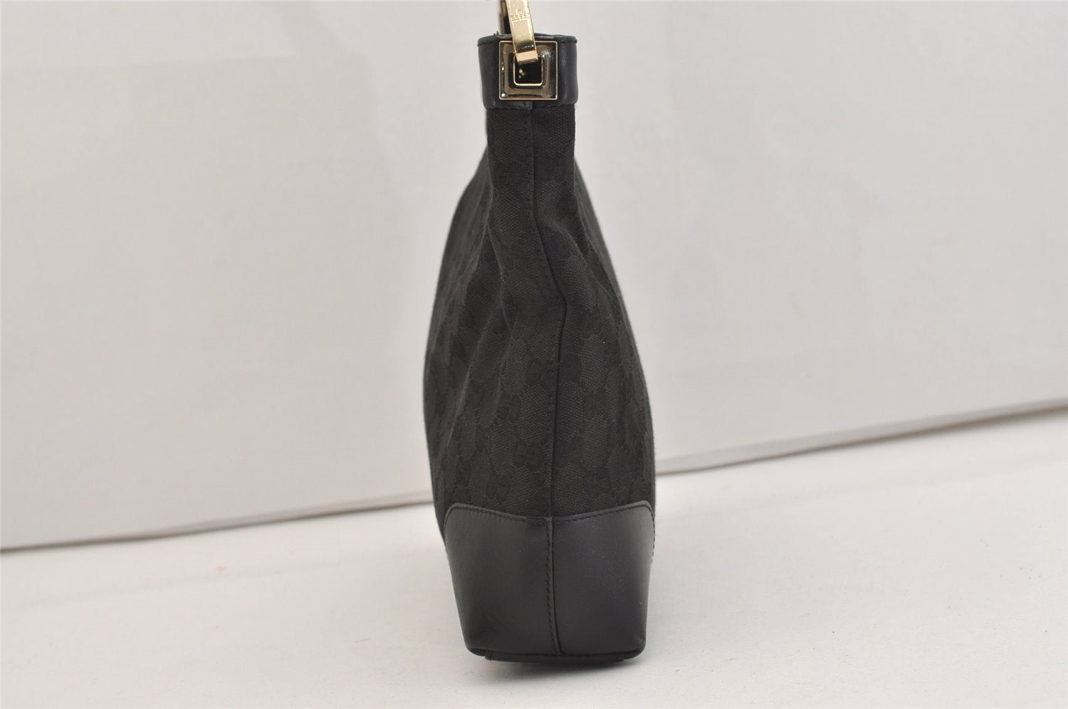 Authentic GUCCI Shoulder Hand Bag Purse GG Canvas Leather 0014231 Black 5758J