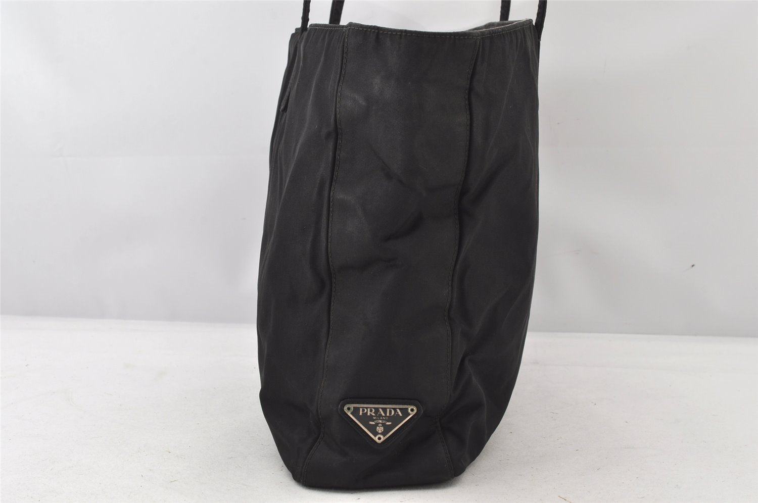 Authentic PRADA Vintage Nylon Tessuto Leather Shoulder Tote Bag Black 5759K