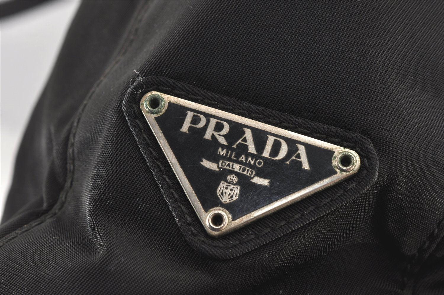 Authentic PRADA Vintage Nylon Tessuto Leather Shoulder Tote Bag Black 5759K