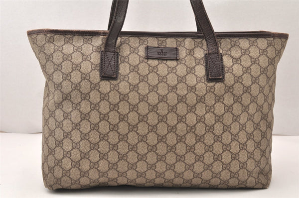 Authentic GUCCI Vintage Shoulder Tote Bag GG PVC Leather 181084 Brown 5760K