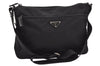 Authentic PRADA Nylon Tessuto Leather Shoulder Cross Body Bag Purse Black 5762J