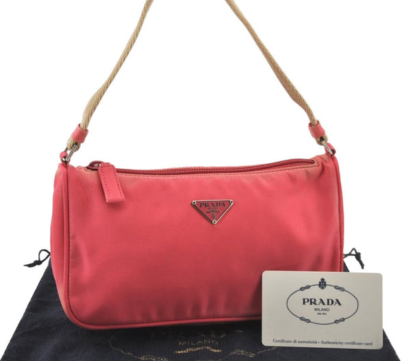 Authentic PRADA TESSUTO SPORT Nylon Hand Bag Pouch Purse MV632 Pink 5764K