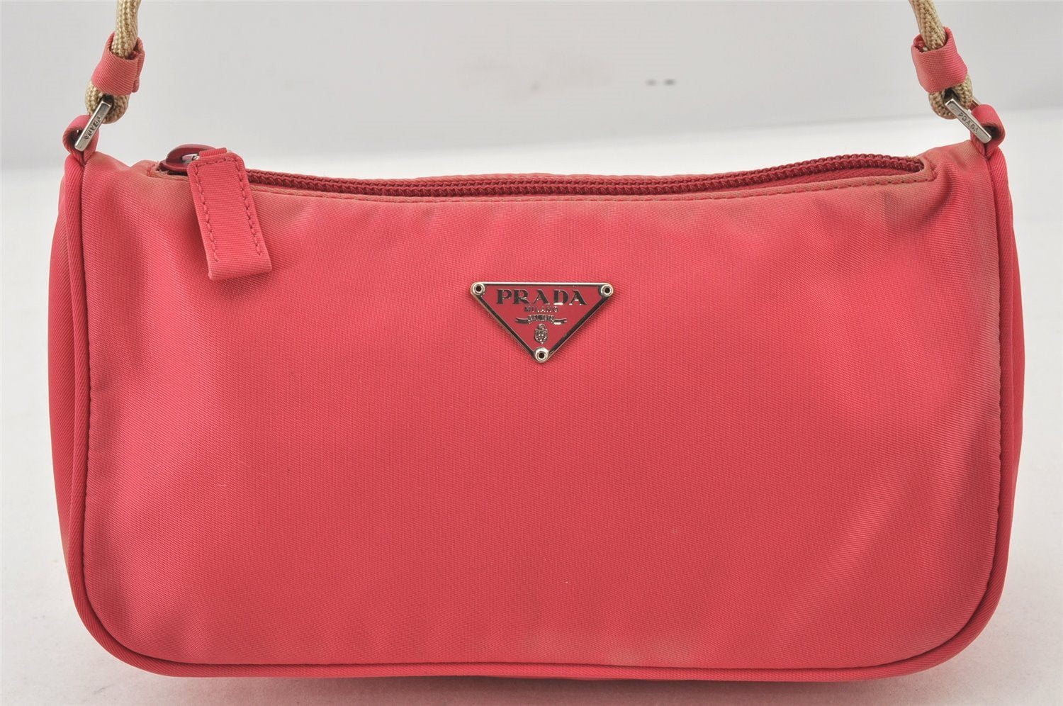 Authentic PRADA TESSUTO SPORT Nylon Hand Bag Pouch Purse MV632 Pink 5764K