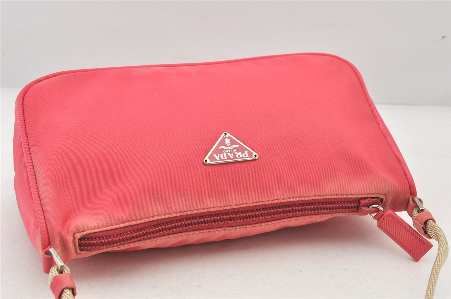 Authentic PRADA TESSUTO SPORT Nylon Hand Bag Pouch Purse MV632 Pink 5764K