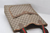 Authentic GUCCI Web Sherry Line Shoulder Tote Bag GG PVC Leather Brown 5766K