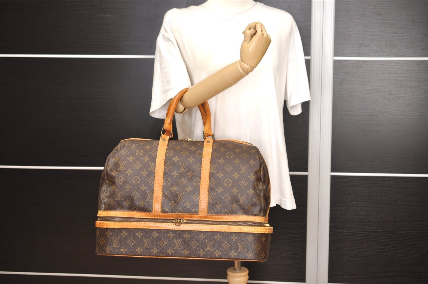 Authentic Louis Vuitton Monogram Sac Sport Travel Hand Bag M41444 LV 5767J