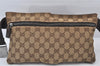 Authentic GUCCI Waist Body Bag Purse GG Canvas Leather 28566 Brown 5767K