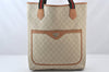 Authentic GUCCI Web Sherry Line GG Plus Tote Bag PVC Leather White 5768K