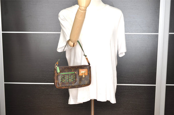 Auth Louis Vuitton Monogram Perforated Pochette Accessoires M95184 Pouch 5769I