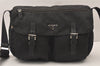 Authentic PRADA Nylon Tessuto Leather Shoulder Cross Body Bag Black 5769K