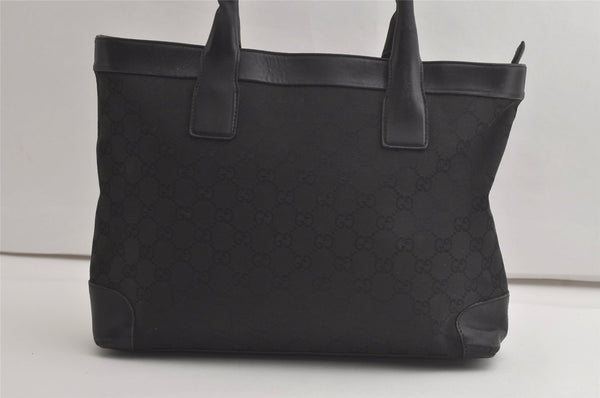 Authentic GUCCI Vintage Shoulder Tote Bag GG Canvas Leather 33890 Black 5776K
