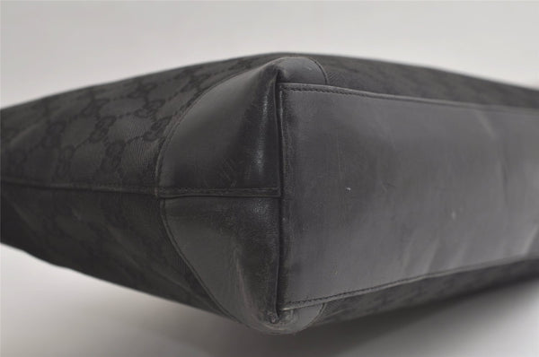 Authentic GUCCI Vintage Shoulder Tote Bag GG Canvas Leather 33890 Black 5776K
