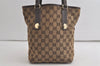 Authentic GUCCI Charmy Shoulder Tote Bag GG Canvas Leather 153361 Brown 5778K