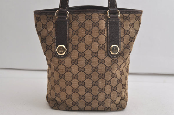 Authentic GUCCI Charmy Shoulder Tote Bag GG Canvas Leather 153361 Brown 5778K