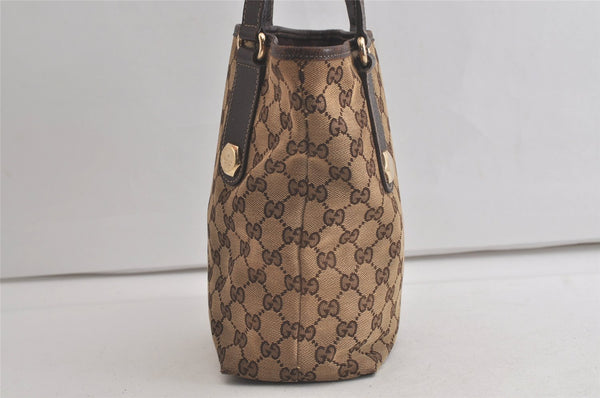 Authentic GUCCI Charmy Shoulder Tote Bag GG Canvas Leather 153361 Brown 5778K