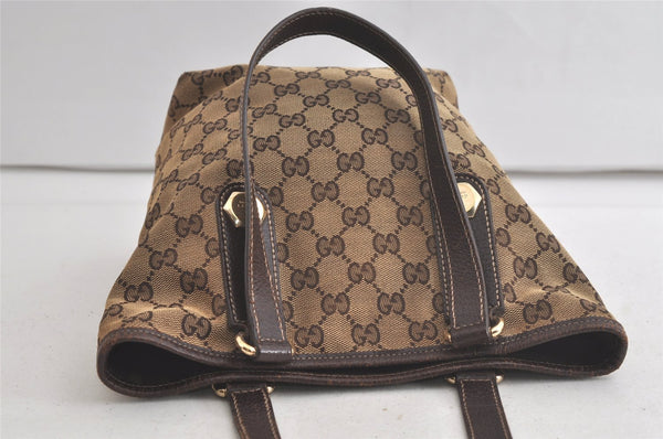 Authentic GUCCI Charmy Shoulder Tote Bag GG Canvas Leather 153361 Brown 5778K
