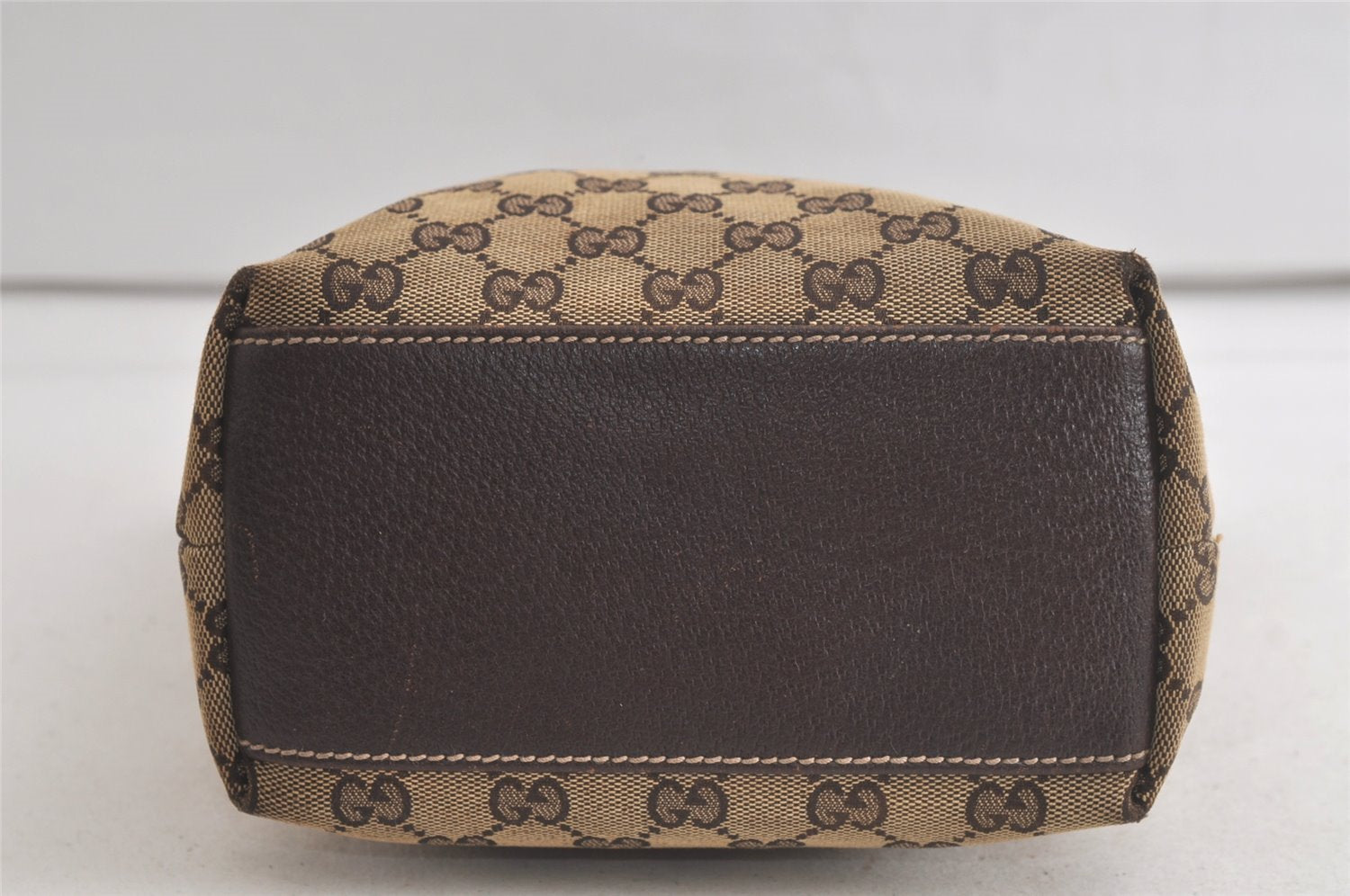 Authentic GUCCI Charmy Shoulder Tote Bag GG Canvas Leather 153361 Brown 5778K
