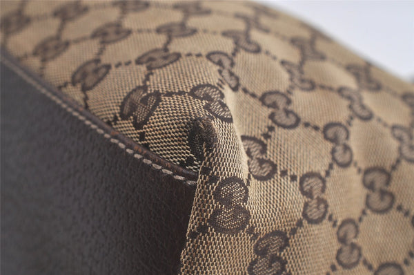 Authentic GUCCI Charmy Shoulder Tote Bag GG Canvas Leather 153361 Brown 5778K