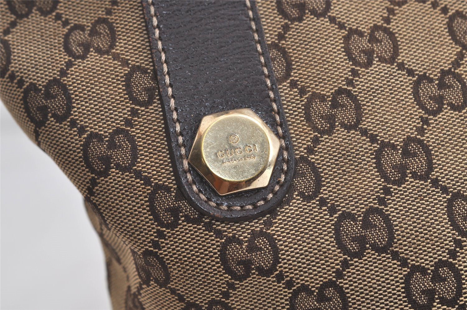 Authentic GUCCI Charmy Shoulder Tote Bag GG Canvas Leather 153361 Brown 5778K