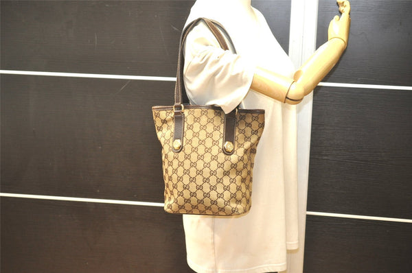 Authentic GUCCI Charmy Shoulder Tote Bag GG Canvas Leather 153361 Brown 5778K
