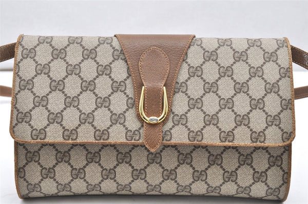 Authentic GUCCI Vintage Shoulder Cross Body Bag Purse GG PVC Leather Brown 5783K