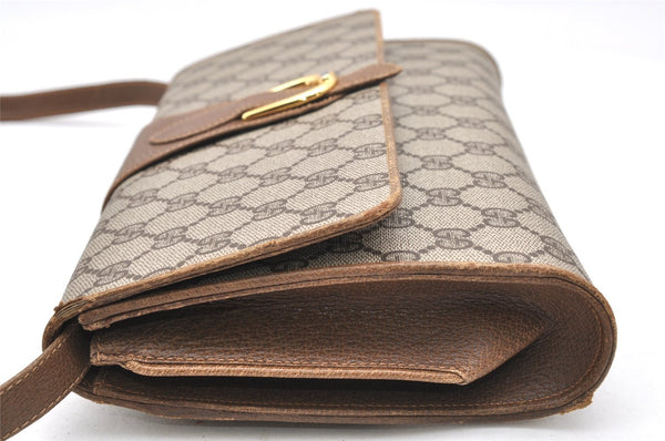 Authentic GUCCI Vintage Shoulder Cross Body Bag Purse GG PVC Leather Brown 5783K