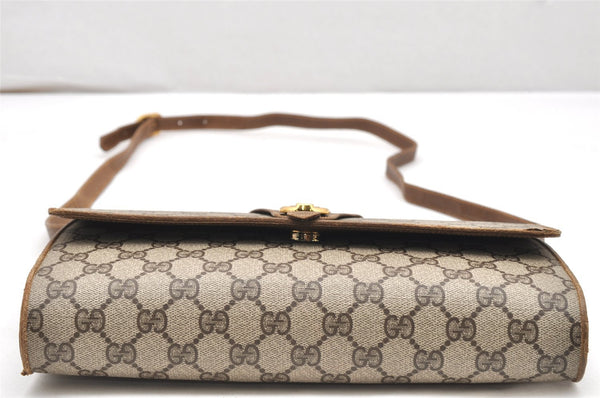 Authentic GUCCI Vintage Shoulder Cross Body Bag Purse GG PVC Leather Brown 5783K