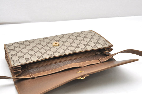 Authentic GUCCI Vintage Shoulder Cross Body Bag Purse GG PVC Leather Brown 5783K