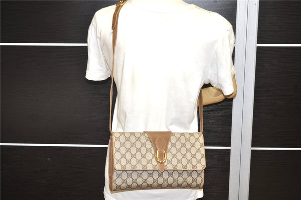 Authentic GUCCI Vintage Shoulder Cross Body Bag Purse GG PVC Leather Brown 5783K