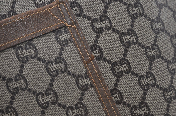 Authentic GUCCI Web Sherry Line GG Plus Tote Bag PVC Leather Brown Junk 5785I