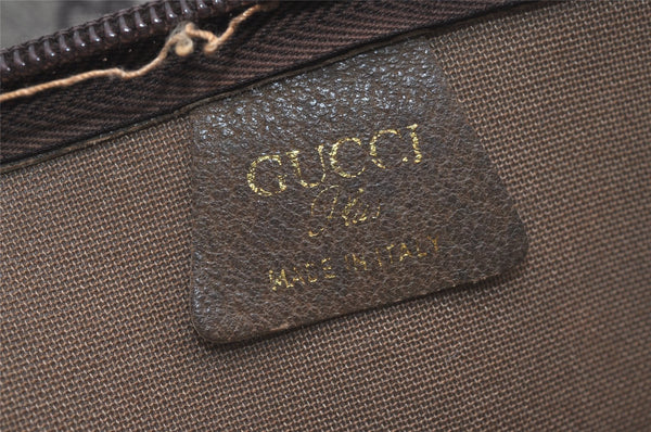 Authentic GUCCI Web Sherry Line GG Plus Tote Bag PVC Leather Brown Junk 5785I
