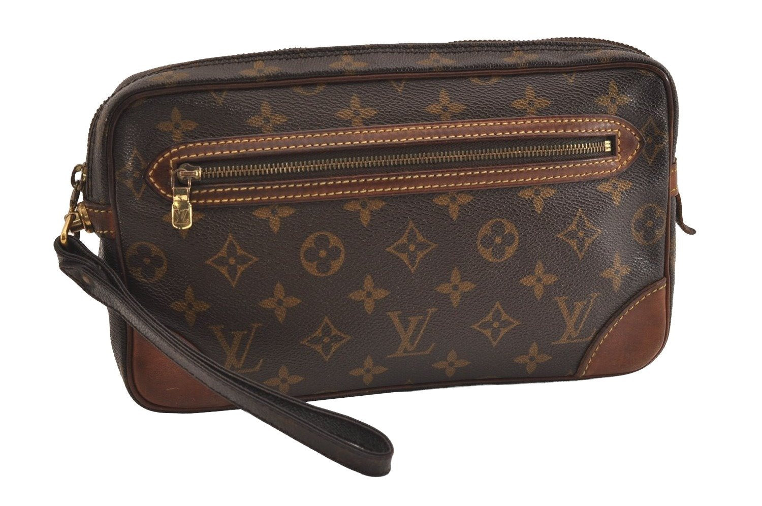 Authentic Louis Vuitton Monogram Marly Dragonne GM M51825 Clutch Hand Bag 5785J