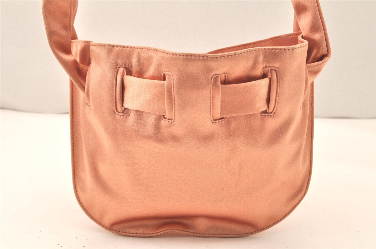 Authentic GUCCI Vintage Shoulder Drawstring Bag Purse Satin Pink 5786K