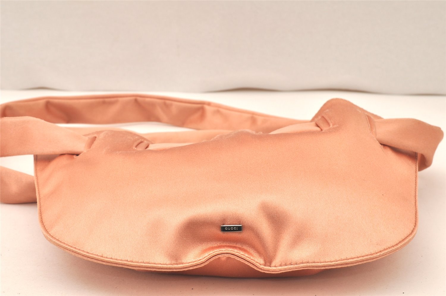 Authentic GUCCI Vintage Shoulder Drawstring Bag Purse Satin Pink 5786K