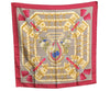 Authentic HERMES Carre 90 Scarf "aux champs" Silk Bordeaux Red 5787F